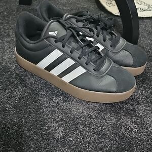 Adidas Men's Black Sneakers with White Stripes